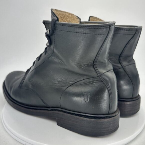 Frye James Men Size 9D Black Leather Lace Up Plain Toe Ankle Boot - Picture 4 of 6